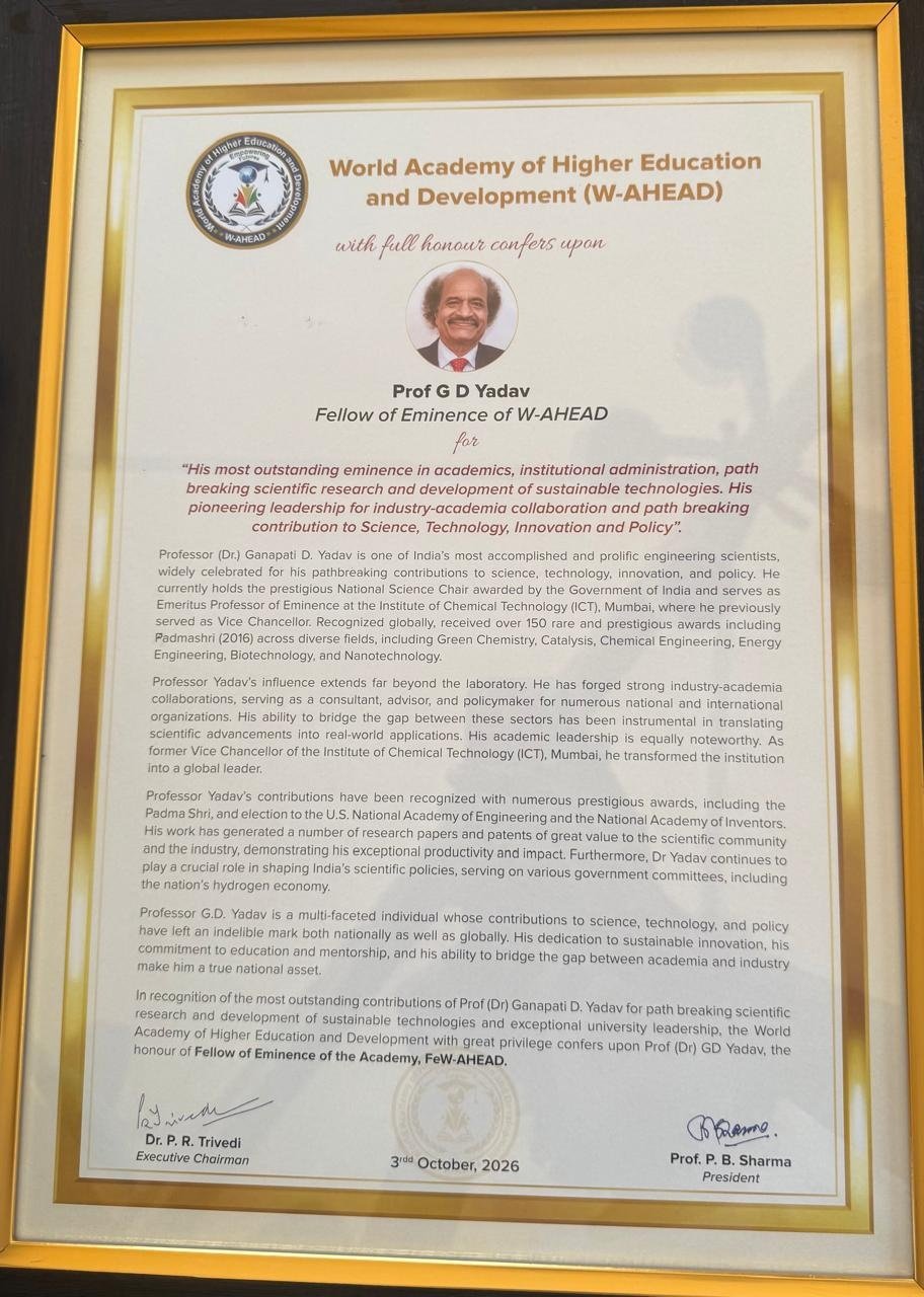 Fellow of Eminence of W AHEAD Citation